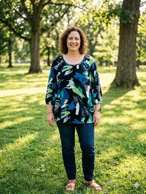 Style & Co. Abstract Brushstroke Tunic in Blue, Green & Black